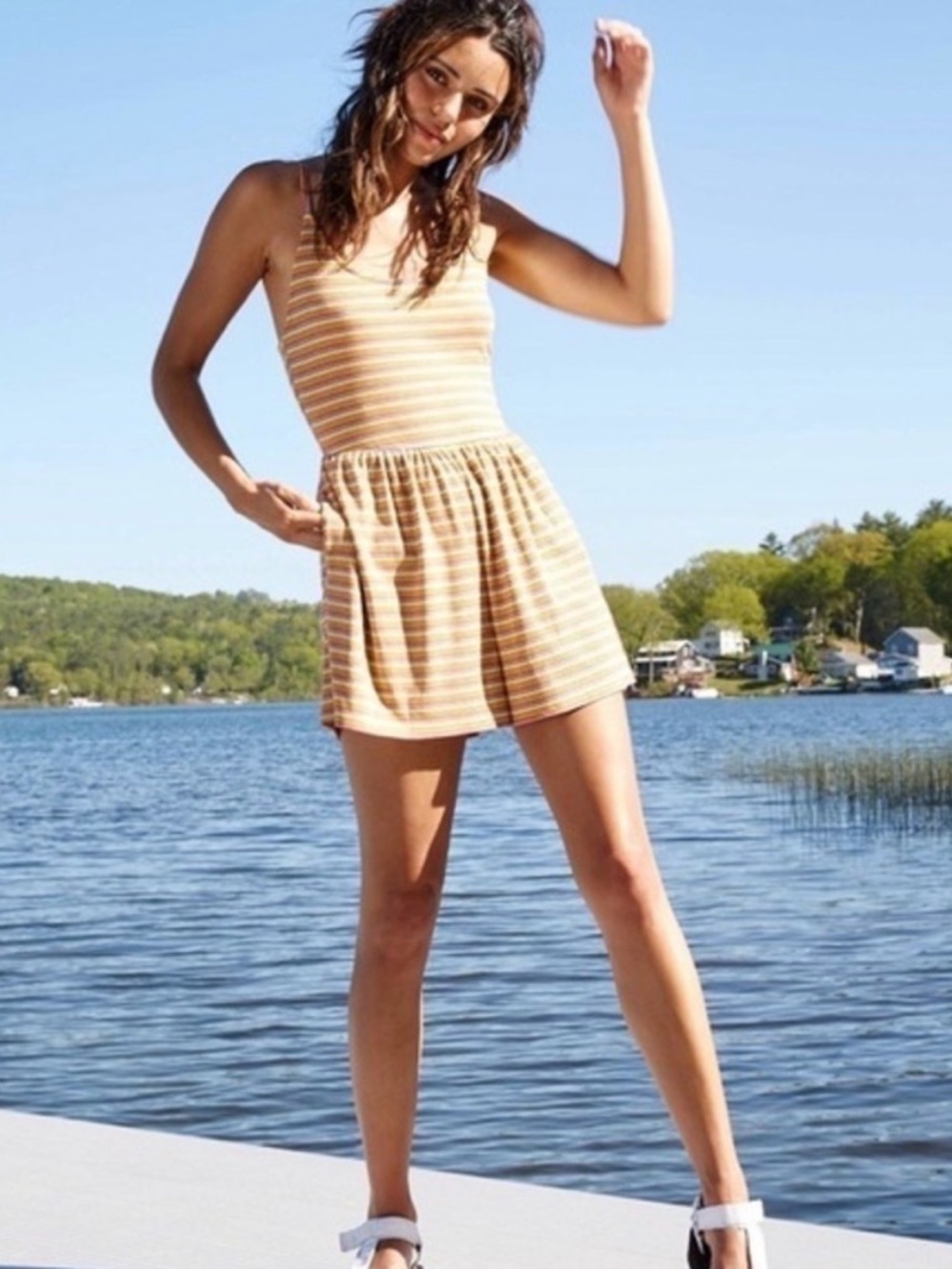 Wild Fable Rainbow Striped Tank Romper